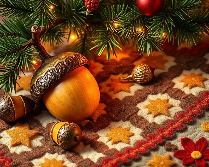 acorn, quilt, christmas tree